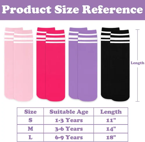Miniatura 6 de 4 pares de calcetines de fútbol para niños pequeños, calcetines de fútbol para niñas, calcetines de fútbol para niños pequeños, calcetines de tubo
