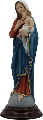 Miniatura 2 de THE FAITH GIFT SHOP Colección hecha a mano Virgen María y el Niño Jesús sobre el mundo (13")