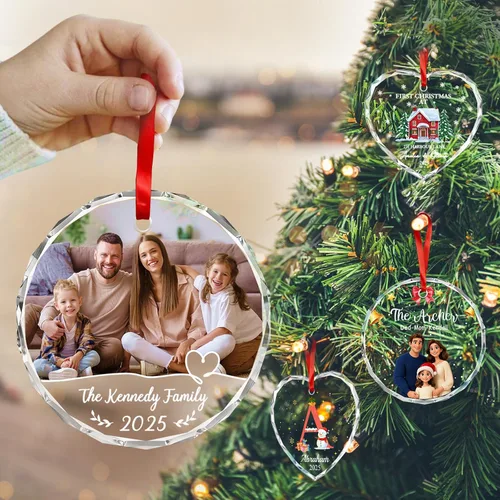 Miniatura 5 de Adornos de Navidad Personalizados Personalizados con Foto y Texto para Decoraciones de Árbol de Navidad, Regalos