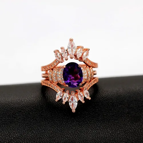 Miniatura 3 de Uloveido Y445 - Anillo de boda con circonita cúbica blanca AAA, talla marquesa