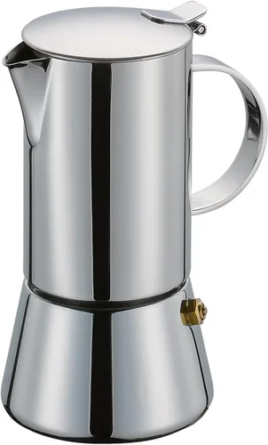 Miniatura 2 de Cilio Cafetera de 2 tazas – 2 tazas, acero inoxidable pulido, clásica, alternativa para máquina de café expreso y cafetera para estufa, cafetera