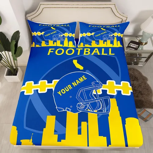 Miniatura 23 de Erosebridal Juego de sábanas bajeras personalizadas de fútbol americano para niños y niñas, juego de cama de jugadores de fútbol, juego de ropa