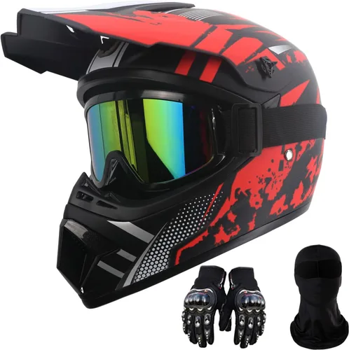 Miniatura 5 de Motorcycle Dirt Bike Helmet Full Face Motocross Helmets for Outdoor Sports Off Road Racing Mountain Bike Men Women Off-Road Helmet Gloves Goggles