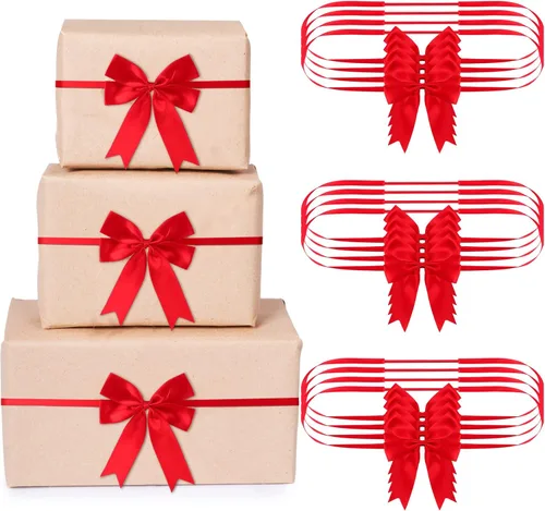 Miniatura 12 de Jetec 24 Piezas Lazos Elásticos de Navidad para Cajas de Regalo Bucles Rojos Elásticos Lazos Elásticos de Navidad para Decoración Envoltura de Blanco