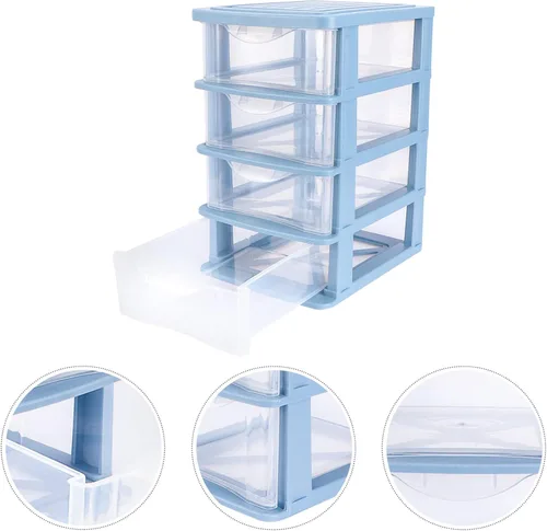 Miniatura 4 de STOBOK Cajón de almacenamiento, cajones de plástico de 4 capas, multifuncional, caja de almacenamiento de escritorio, contenedores