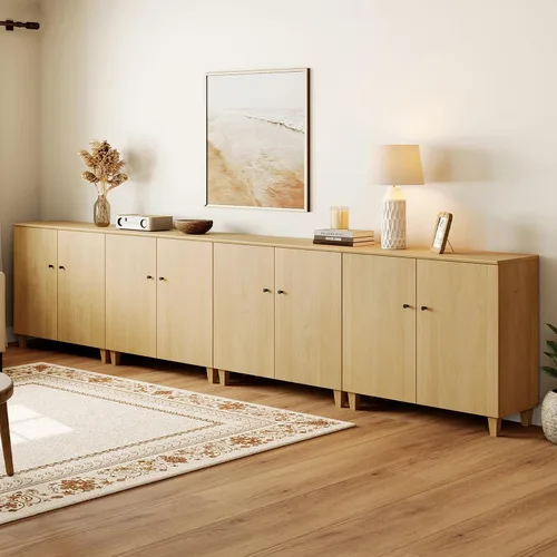 Miniatura 13 de WAMPAT Aparadores de buffet, mesa consola de madera Credenza de 70.8 pulgadas de ancho con 4 puertas, armarios de almacenamiento 2 en 1 modernos