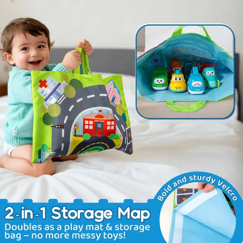 Miniatura 5 de ALASOU 8 unidades de grúas de bebé para niños de 1 año con tapete de juego/bolsa de almacenamiento, regalo de primer cumpleaños para niños pequeños