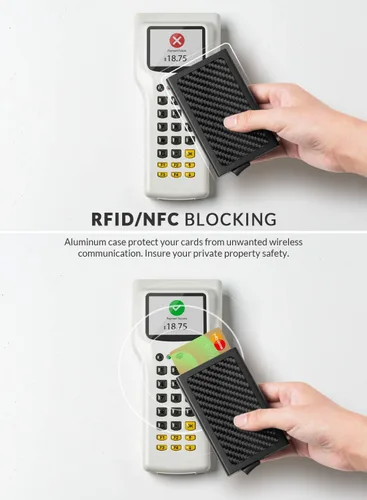 Miniatura 3 de VULKIT Billetera desplegable, delgada, minimalista, tarjetero para tarjetas de crédito, para hombres y mujeres, con bloqueo RFID, mini funda
