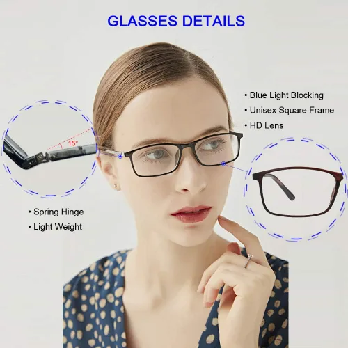 Miniatura 5 de Gafas de lectura para mujeres y hombres, lectores rectangulares, lentes de lectura con bloqueo de luz azul para computadora para el trabajo y uso