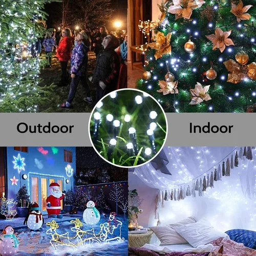 Miniatura 6 de Joomer Luces solares de Navidad para exteriores, paquete de 2 unidades en total de 144 pies, 400 LED, 8 modos, impermeables, luces solares de Blanco