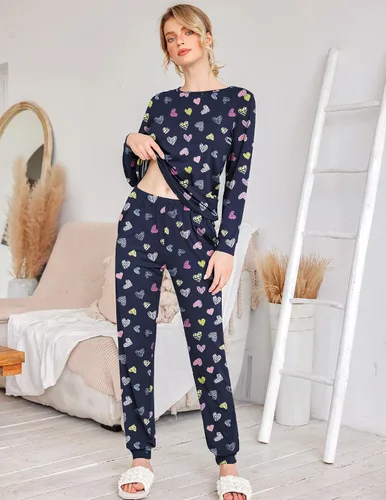 Miniatura 77 de Ekouaer Conjunto de pijama de manga larga para mujer, ropa de dormir suave con cuello redondo y bolsillos