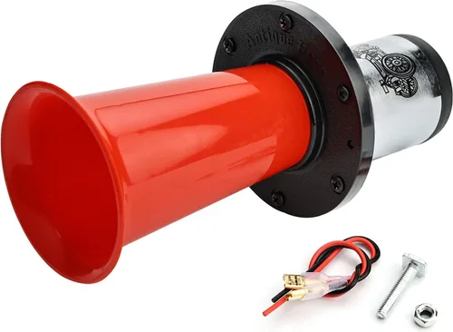 Bocina de aire antigua Ahooga Vintage Classic Old Style School Cromo 12V 110DB Bocina de aire para coche (rojo)