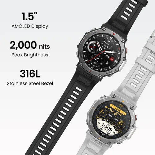 Miniatura 4 de Amazfit Recondicionado T-Rex 3 Reloj Inteligente Militar Rugoso 48mm, GPS, Mapas Offline, Resistente al Agua 100m, Reloj Inteligente de Fitness