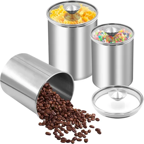 Miniatura 9 de ENLOY Recipiente hermético de acero inoxidable de 165 onzas para cocina, recipientes metálicos grandes para almacenamiento de alimentos para harina