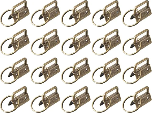 uxcell 40 piezas de accesorios para llavero de 1.024 in/1 pulgada con llavero para correas de bolsa, pulseras, cordones, bronce oscuro