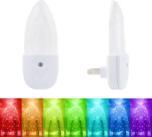 GREENIC Luz nocturna LED multicolor, paquete de 4 patrones de burbujas con sensor de atardecer a amanecer, 8 colores giratorios, luz nocturna