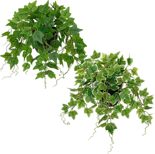 Miniatura 11 de Hollyone Plantas falsas, 2 paquetes de plantas artificiales de interior con maceta de plástico blanco, pequeña planta falsa en maceta para el hogar