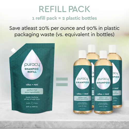 Miniatura 4 de Puracy Recambio de champú natural, 48 onzas líquidas, el cabello se mantiene más limpio durante más tiempo con LexFeel N5, sin sulfatos