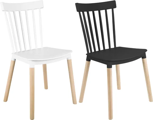 Miniatura 16 de DSW - Sillas de comedor de plástico modernas sin brazos con patas de madera para estar, dormitorio, cocina, comedor, sala de espera, restaurantes