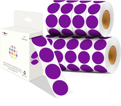 Miniatura 20 de PARLAIM Pegatinas adhesivas permanentes redondas de 1 pulgada con código de color en forma de puntos, 1000 por rollo, caja dispensadora de Azul