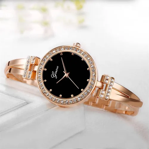 Miniatura 6 de CdyBox Reloj de cristal para mujer con 3 pulseras, reloj de pulsera de cuarzo, 4 piezas, juego de joyería para mujer
