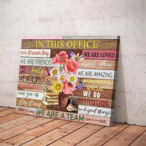 Miniatura 7 de SOOTHAN Arte de pared motivacional estético para oficina, mujeres, frases inspiradoras, lienzo, flores rústicas, libros, cuadro enmarcado