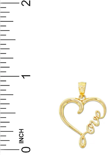 Miniatura 4 de Dije de corazón "Love" de oro macizo de 10 quilates - Colgante de corazón - Joyas de amor cursivo