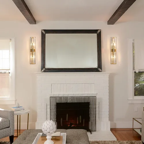 Miniatura 6 de Moderno aplique de pared de cristal de lujo con 2 luces doradas de latón de mediados de siglo, elegante lámpara de pared para dormitorio, pasillo