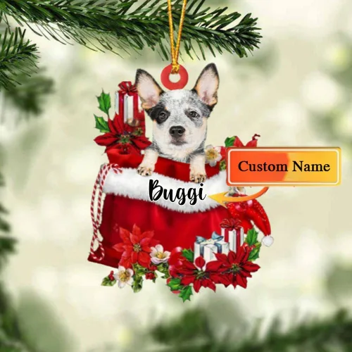 Miniatura 31 de Perro Akita Inu personalizado en bolsa de regalo, adorno de Navidad, nombre personalizado, regalo para amantes de los perros, familia, Navidad
