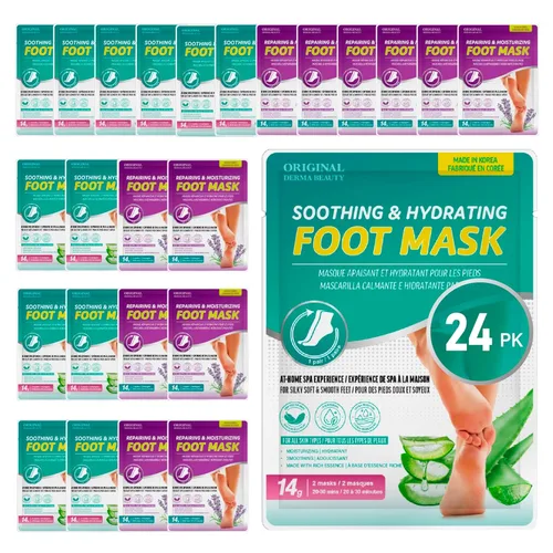 Miniatura 12 de Innerest Original Derma Beauty - Juego de 24 pares de mascarillas hidratantes de carbón desintoxicante para pies, exfoliante corporal, removedor