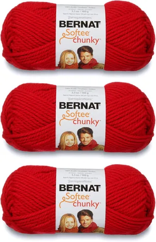 Miniatura 40 de Ovillo sólido Bernat Softee Chunky, Acrílico, Rojo Berry, Paquete de 1