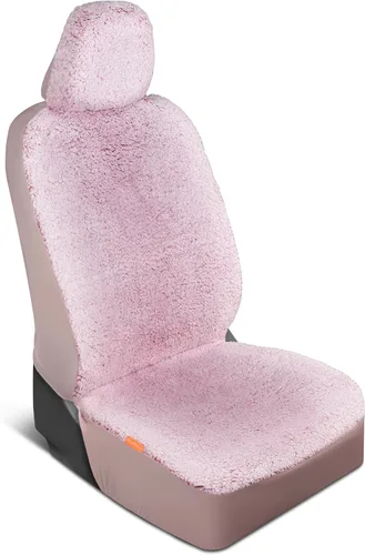 Miniatura 8 de Carbella Fundas de asiento de automóvil de piel de oveja, paquete de 2 unidades, solo asientos delanteros, bonitas fundas de asiento para negro
