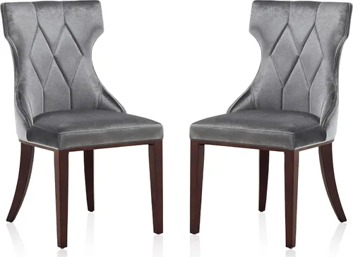 Miniatura 12 de Manhattan Comfort Reine MDining - Juego de 2, asientos tapizados con costuras de diamante, marco de madera de haya maciza, base de 4 patas, altura