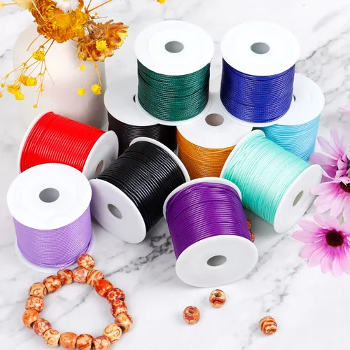 Miniatura 7 de CAMAL Cuerda de cera de 0.069 pulgadas para hacer pulseras, hilo encerado de 23 yardas para joyería y pulsera, cordón encerado para manualidades