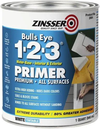 1 cuarto de galón Bulls Eye 1-2-3 Imprimador Sellador Matamanchas Blanco