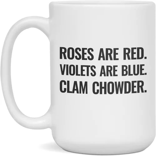 Miniatura 3 de Roses are red Violets are blue Clam Chowder - Taza de café de cerámica, 11 onzas, color blanco