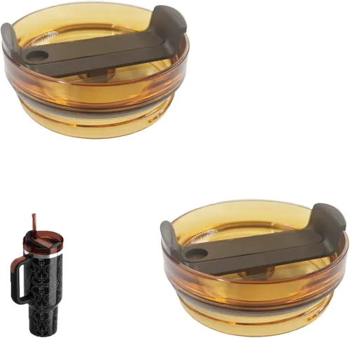Miniatura 20 de Paquete de 2 tapas para vaso de 40 onzas compatibles con Stanley Quencher, cubiertas de vaso de acero inoxidable a prueba de derrames y resistentes
