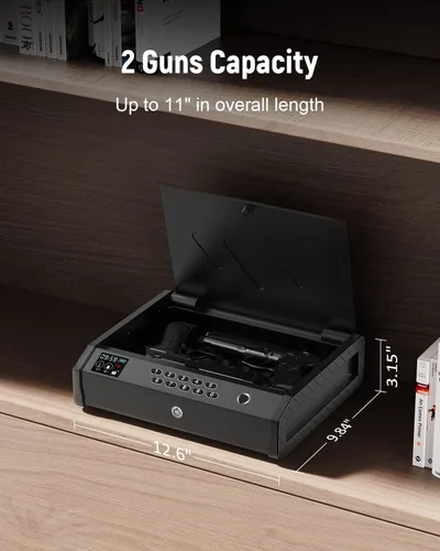 Miniatura 7 de HOLEWOR Gun Safe, Biometric Gun Safes for Pistols with LCD Display of Temperature Humidity, Fingerprint Quick Access Pistol Safe Solid Handgun Safe