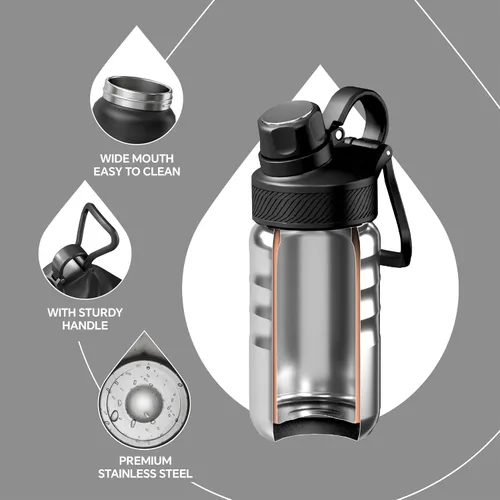 Miniatura 3 de IDEUS Botella de agua aislada de 12 onzas, botella de agua aislada de acero inoxidable para la escuela, botellas aisladas con pajitas a prueba