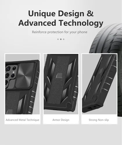 Miniatura 7 de Funda para Samsung Galaxy S22 Ultra 5G: Cubierta protectora de teléfono resistente de grado militar a prueba de caídas con soporte incorporado