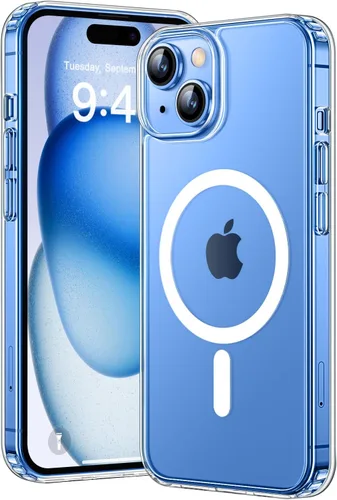 Miniatura 24 de CANSHN Funda magnética para iPhone 15 [compatible con MagSafe y probada contra caídas de grado MIL], funda delgada translúcida mate, antiarañazos, a
