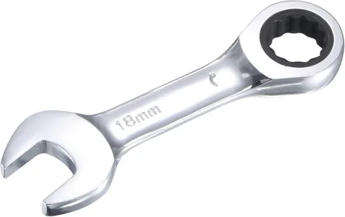 uxcell Llave combinada de trinquete rechoncha de 0.709 in métrica 72 dientes 12 herramientas terminadas en caja de puntos, CR-V