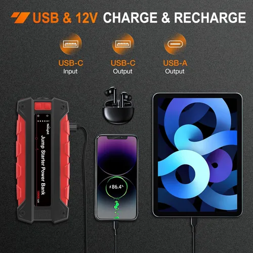Miniatura 6 de Nilight Arrancador de Batería de Coche de 1000A para Motores de Gasolina de hasta 6.0L y Diésel de 4.0L de 12V Paquete Amplificador de Arranque