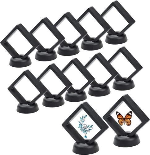 Miniatura 43 de EsLuker.ly Juego de 6 soportes de exhibición de marco flotante 3D, vitrina flotante transparente de polietileno, caja de almacenamiento de joyería