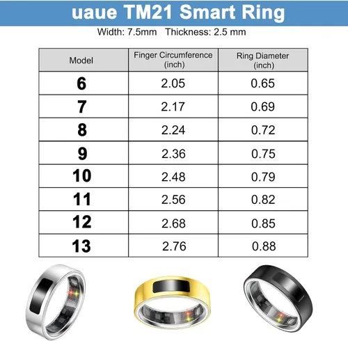 Miniatura 9 de uaue Anillo inteligente de salud para mujeres y hombres, alerta de vibración, control táctil, anillo de seguimiento de fitness con sueño/salud