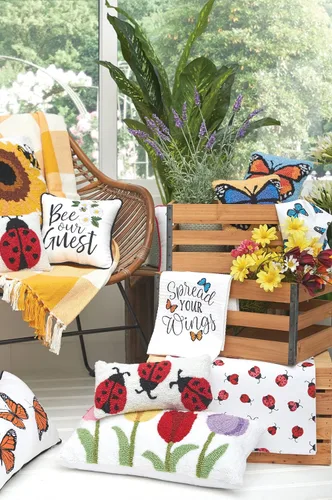 Miniatura 2 de C&F Home Almohada pequeña pequeña con gancho de mariposa azul amarilla de 8 x 8 pulgadas, versátil primavera, verano, mariposas monarca