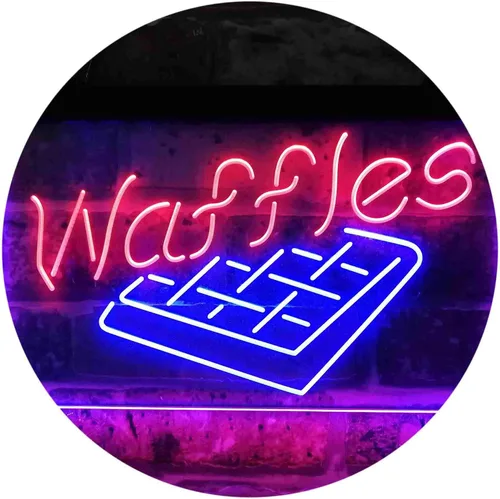 Miniatura 11 de ADVPRO Waffles Snack Café - Letrero de neón LED de doble color, azul y rojo, 12 x 8 pulgadas st6s32-i3820-br