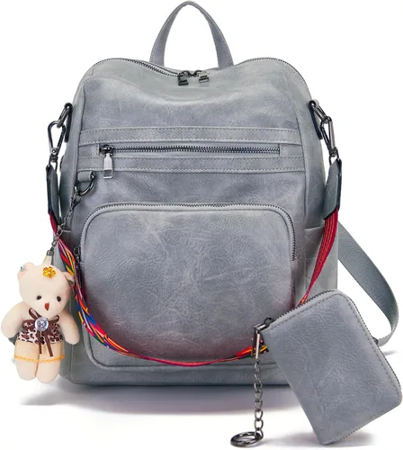 Miniatura 9 de Qiyuer Mochila de piel sintética para mujer, bolso de hombro convertible de viaje para mujer, color negro