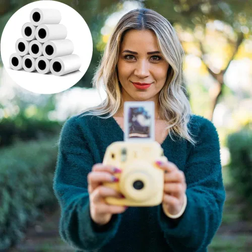 Miniatura 7 de Paquete de 20 papeles de impresión de repuesto de cámara instantánea para niños, impresora fotográfica de 2.2 x 1.2 pulgadas, rollos de papel 20