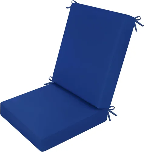 Miniatura 19 de idee-home Juego de 2 cojines para sillas de exterior, 17 x 17 pulgadas de grosor, en forma de D, cojines de asiento impermeables con lazos
